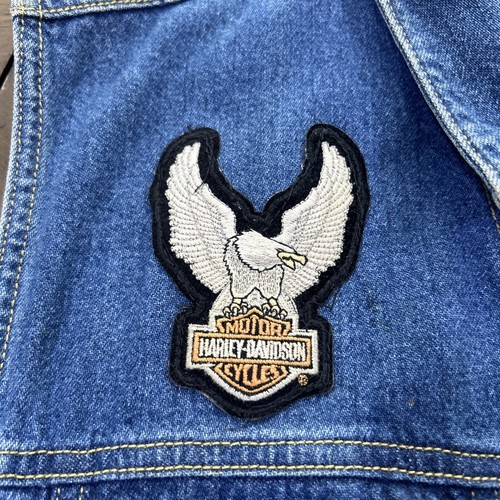 Vtg Smith & Wesson Embroidered Wolf Denim Vest Size XXL Harley Davison Patch - Picture 4 of 20