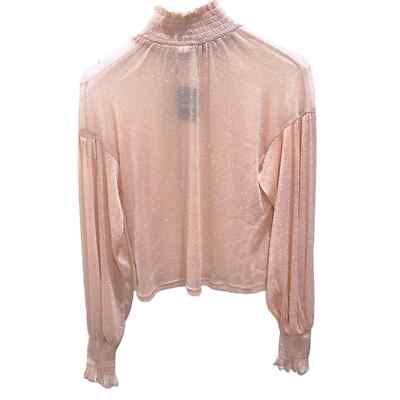 NWT Forever 21 Sheer Pink Silver Shimmer Turtleneck Full Sleeve