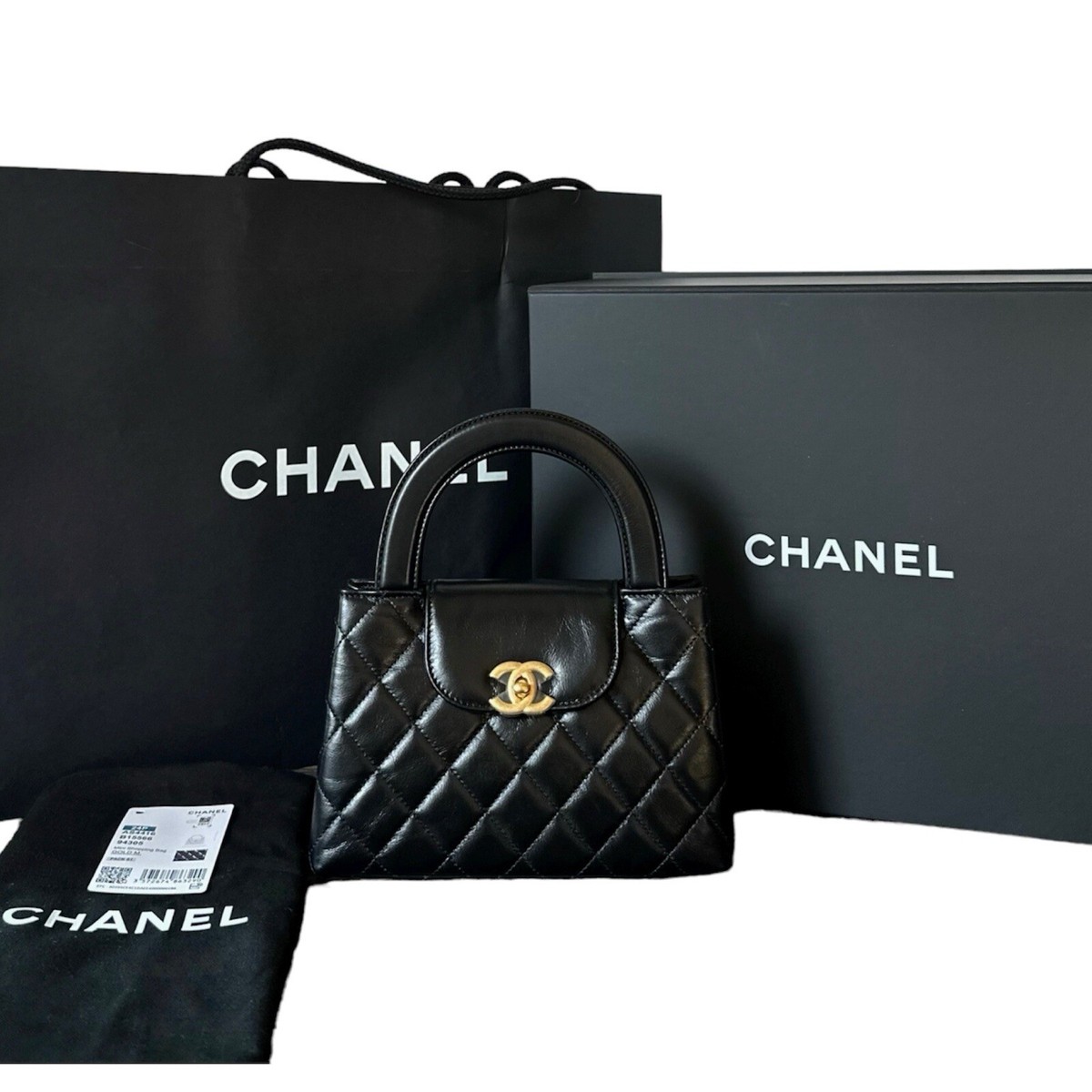 NEW CHANEL 24P BLACK LEATHER NANO KELLY MINI TOP HANDLE NEW CHANEL 24P BLACK LEATHER NANO KELLY MINI TOP HANDLE