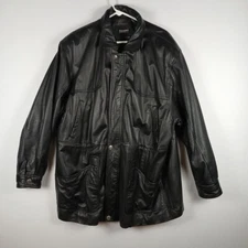 Wilson The Leather Expert Black Leather Zip Coat Thinsulate 3M Sz L Rockabilly 