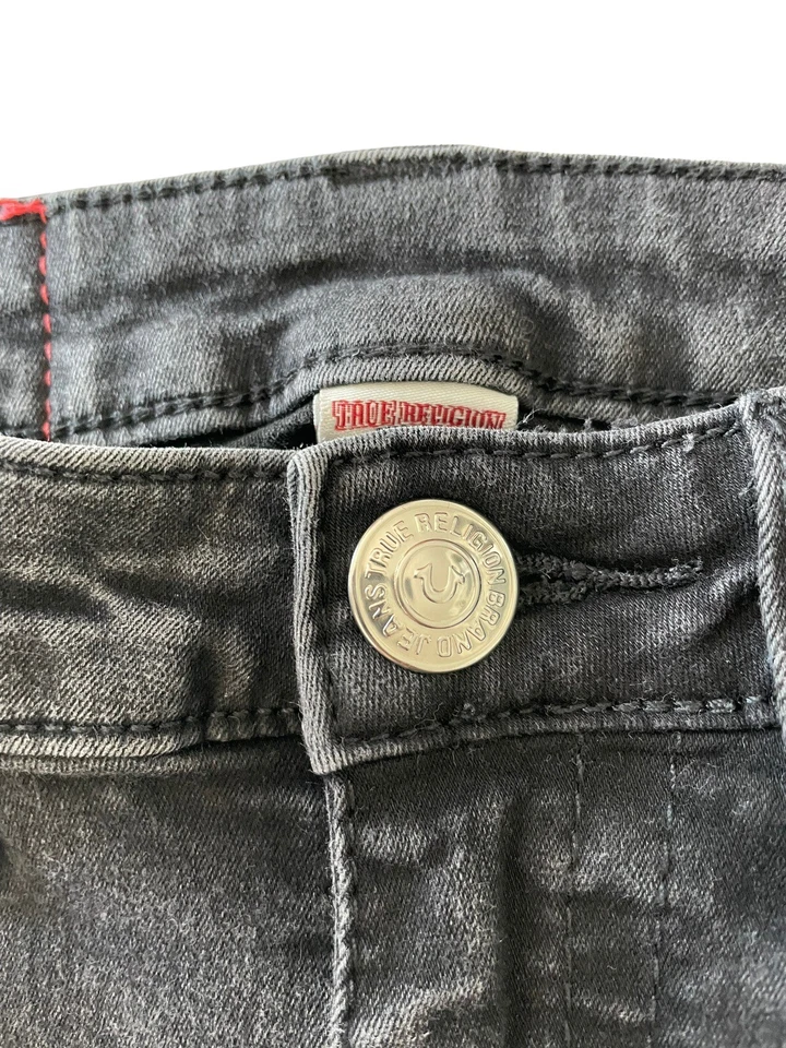 True Religion Cut Off Denim Jean Shorts Slim Black Stretch Women’s SZ 24x9 GUC - Image 3 of 4