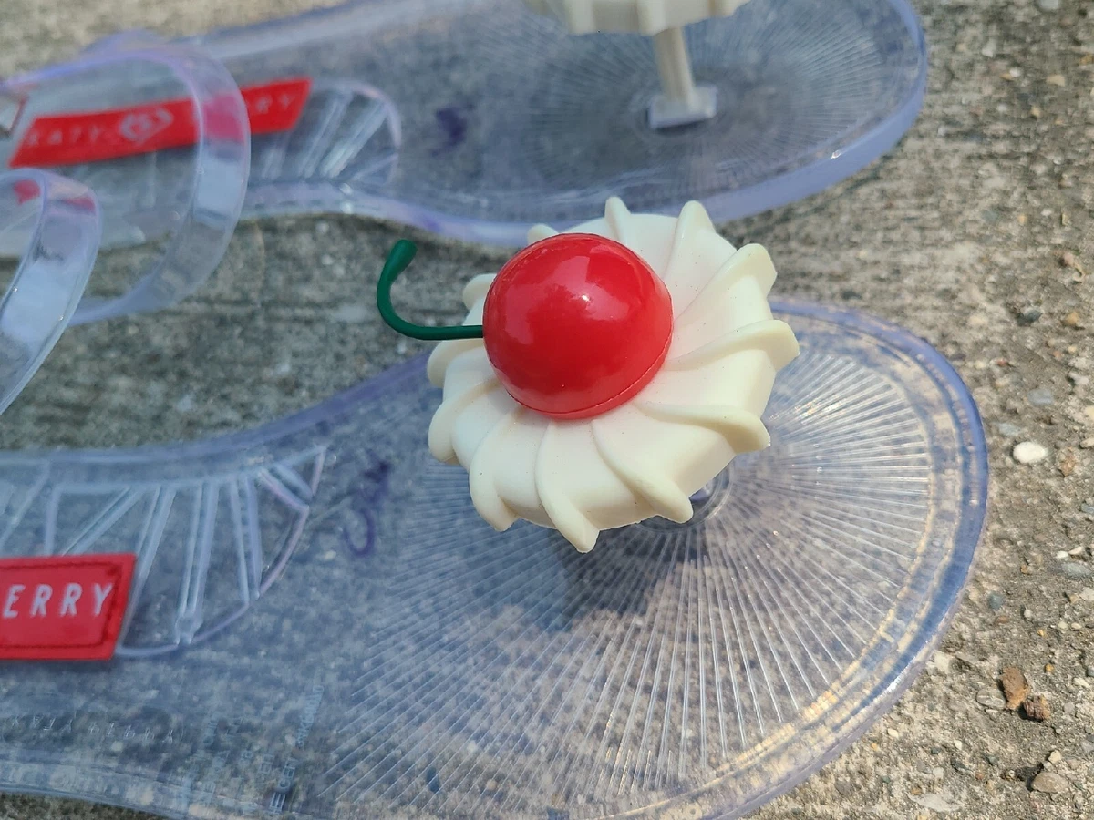 Katy Perry Jelly Geli Whipped Cream and Cherry Sandals Womens 9 Clear Kitschy
