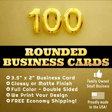 100 ROUNDED BUSINESS CARDS ✪ Full Color ✪ Glossy or Matte ✪ FREE SHIPPING! ✪