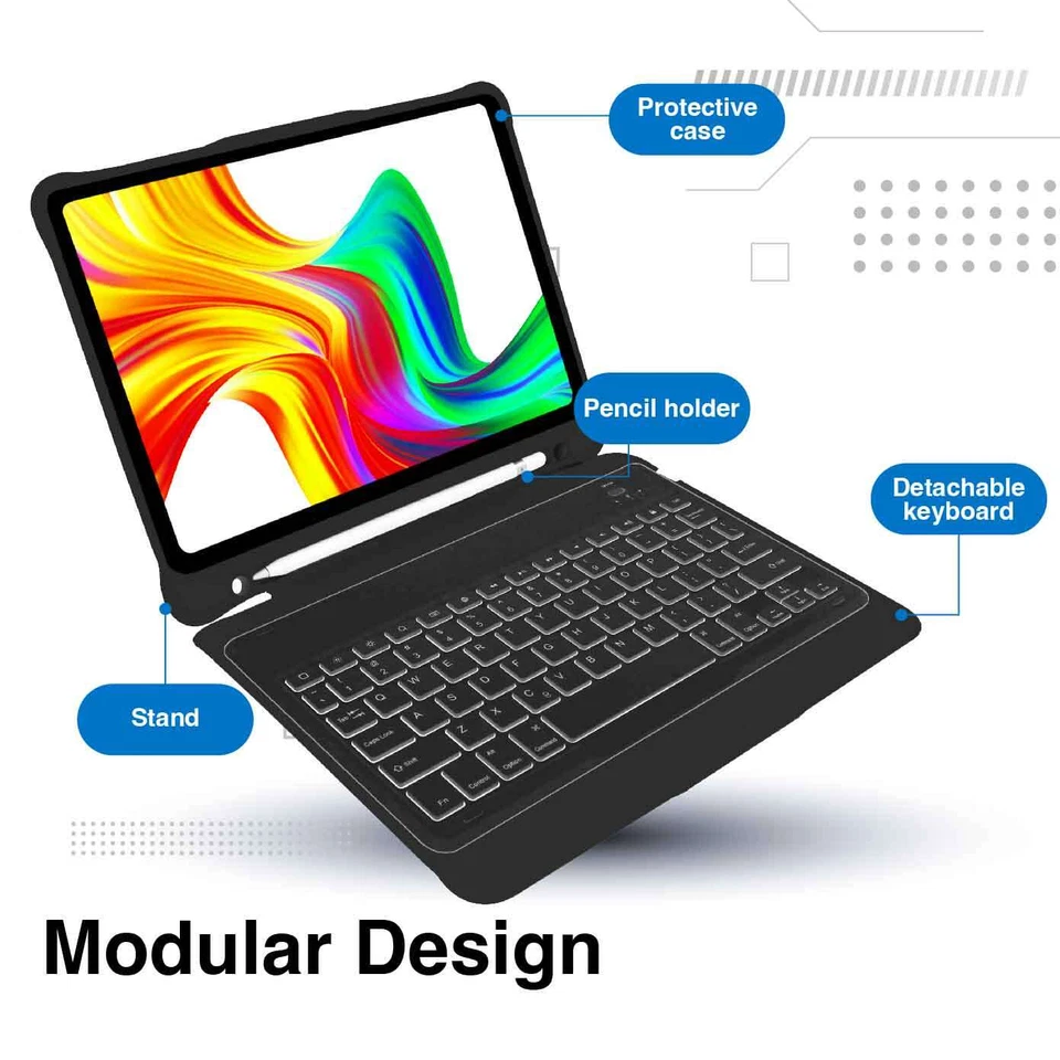 Laser Bluetooth Keyboard Case for iPad 10.9" - Sleek & Protective - Image 2 of 4