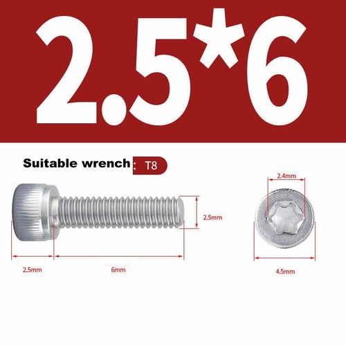 304 Stainless Steel Hex Hexagon Socket Low Head Anti Theft Torx Screw Bolt M2-M5 - Picture 18 of 45