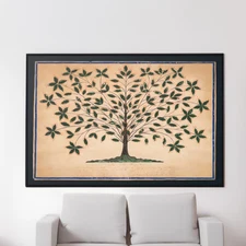 Tree of Light Canvas Wall Art - Blazing Tree Poster - Folk Painting Print