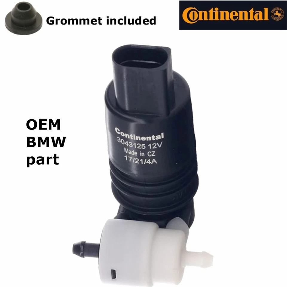 1997-21 BMW i3 318ti Z3 2007-13 Mini OEM Windshield Washer Double Pump & Grommet - Image 3 of 4