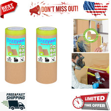 2 Rolls Pre-Taped Masking Paper for Painting 12" X 50 feet Tape Drape Car Auto