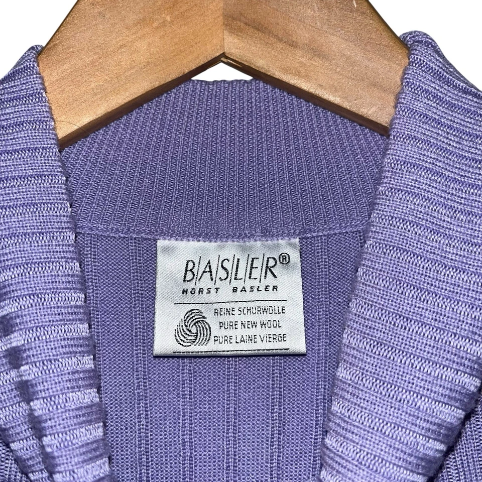 Suéter de malha vintage Basler puro novo lã tamanho 16 lilás com nervuras - Imagem 3 de 4