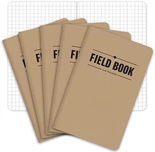 Field Notebook/Pocket Journal - 3.5"X5.5" - Kraft - Graph Memo Book - Pack of 5