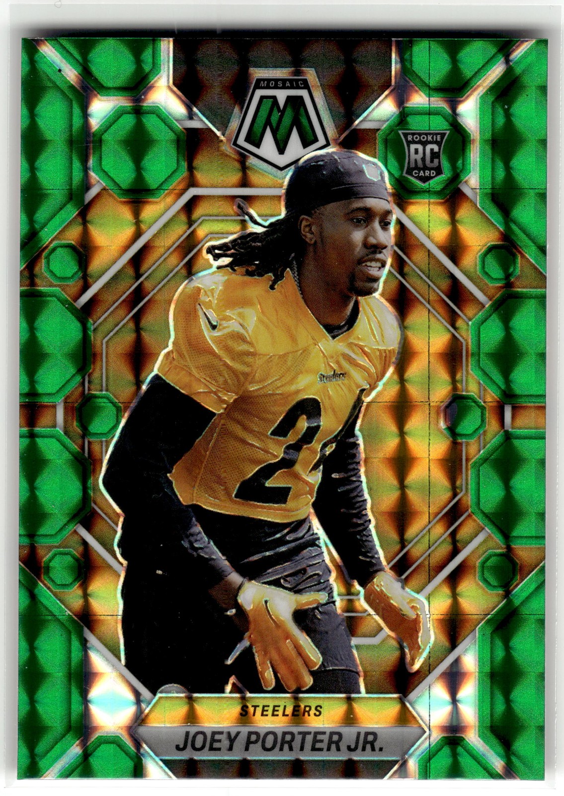 Joey Porter Jr. 2023 Panini Mosaic #335 Rookie Steelers Green Mosaic RC