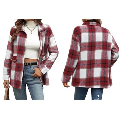 Cottagecore Collared Red Plaid Flannel BU Shirt 16W Shacket Cabincore NWT
