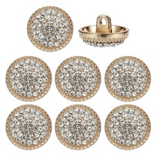 Rhinestone Buttons, Sew on Rhinestone Button 8 Pcs 15mm Gold/White