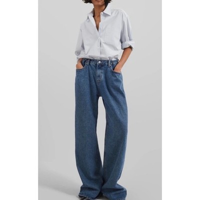 The Frankie Shop Hayla Wide Leg Baggy Jeans XL/XXL Adjustable Waist Cotton