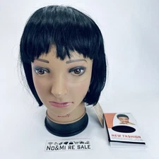 Onedor 10" Short Straight Hair Flapper Cosplay Costume Bob Wig (Black)