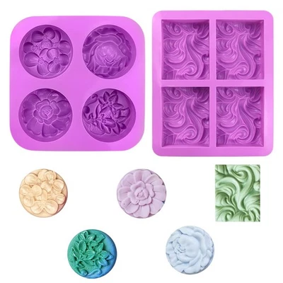 JINSION 2 Stück Silikon Seifenformen, 4 Hohlraum Seifen Silikonform Set, Silikonforme...