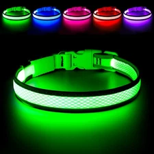 LED Dog Collar Light Up USB Rechargeable Adjustable Safety Collar for Dogs