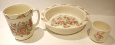 VTG 3 Pcs Royal Doulton English Fine Bone China Child's Mug Cup  Bowl Bunnykins
