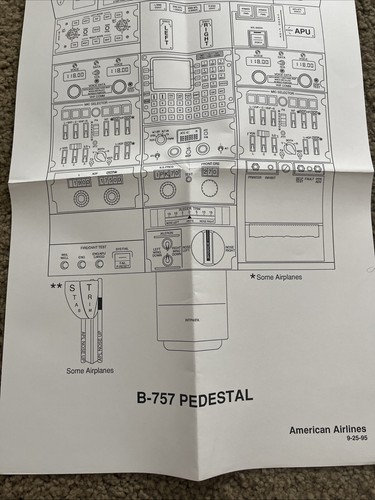 Boeing 757 Cockpit Poster American Airlines 1995 Instrument Panel Pedestal LOT - Picture 2 of 6