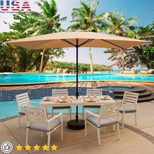 Rectangular Patio Umbrella 10x6.5ft Crank Lift Steel Frame Outdoor Market New