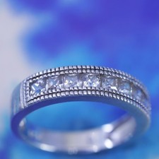 Size 6.25, vintage Sterling silver ring, 925 stackable band with clear cz