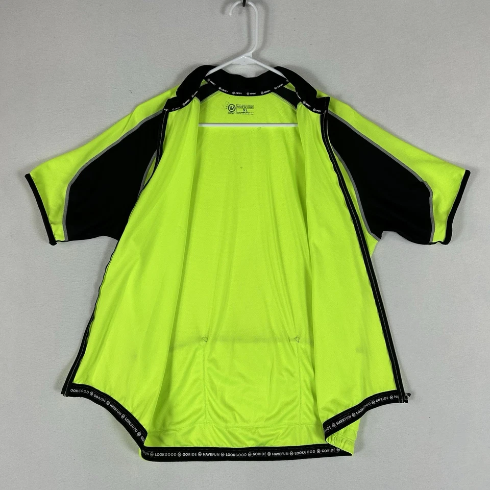 Camisa de Ciclismo Canari Para Hombres XL Cremallera Completa Neón Cortavientos Bolsillos Reflectantes Bicicleta Foto 4 de 4