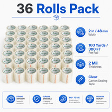 36 Rolls Shipping Packaging Box Packing Sealing Tape 2 mil 2" x 100 Yards 300FT