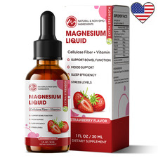 Strawberry Magnesium Liquid Drops ,Magnesium Glycinate,Vitamins 1oz