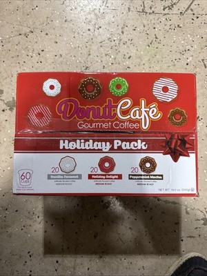 Donut Cafe Holiday Pack  60 60 ct Singles K Cup Pod New