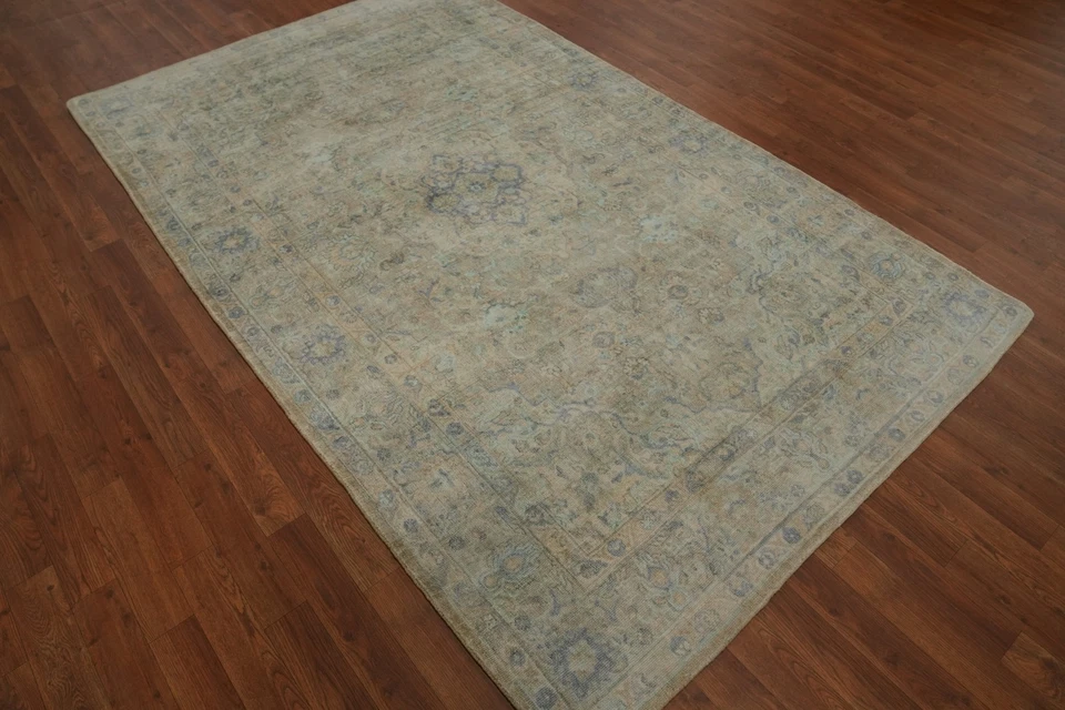 Handmade Transitional Silk Carpet Beige Oushak Style Rug 5x8 Ft Oriental Rug - Image 4 of 4