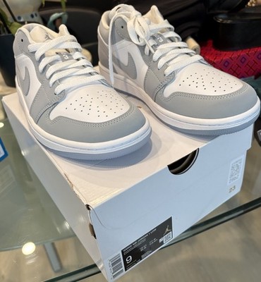 Nike Women's Air Jordan 1 Low White Wolf Grey Aluminum DC0774-105 Size 9