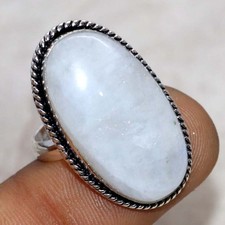 Rainbow Moonstone 925 Silver Plated Ring US 8 Valentine Gifts JW