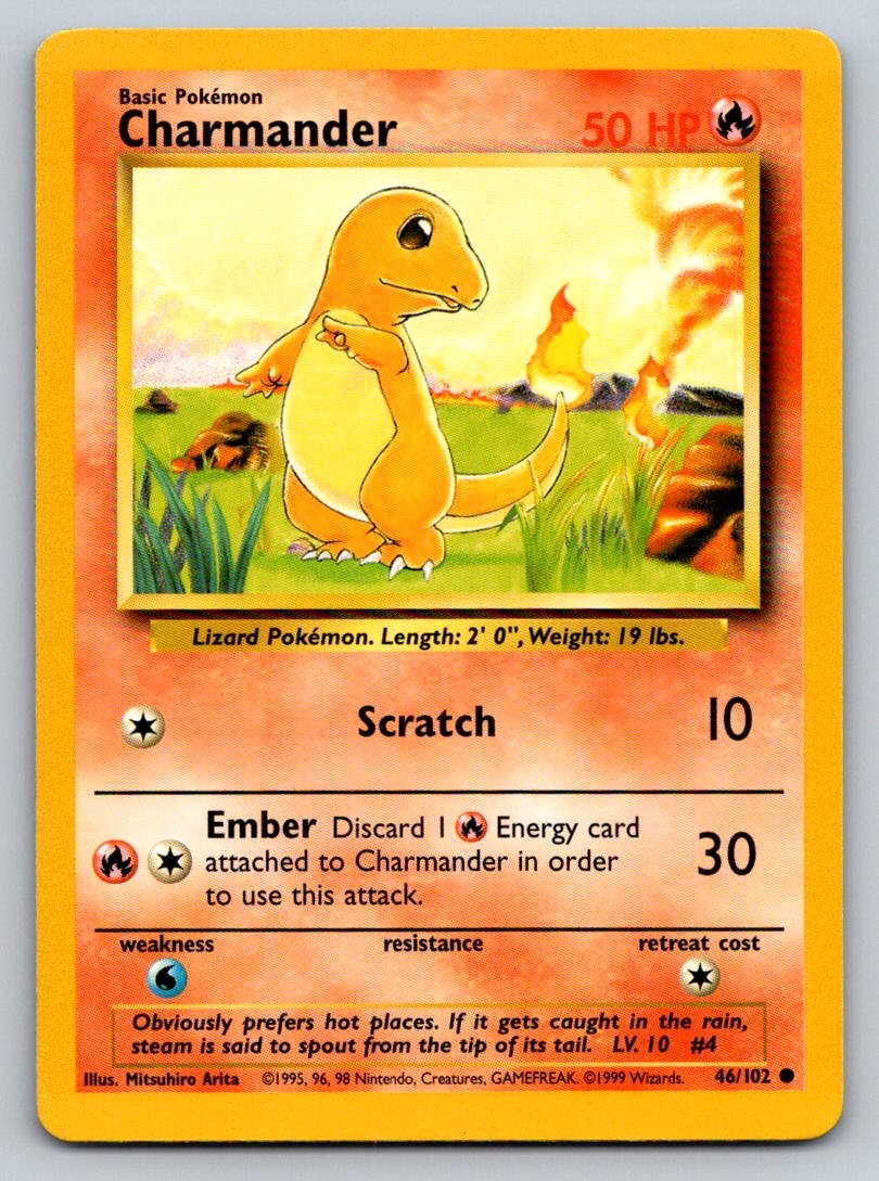 Charmander 46/102 LP Base Set Unlimited Pokemon