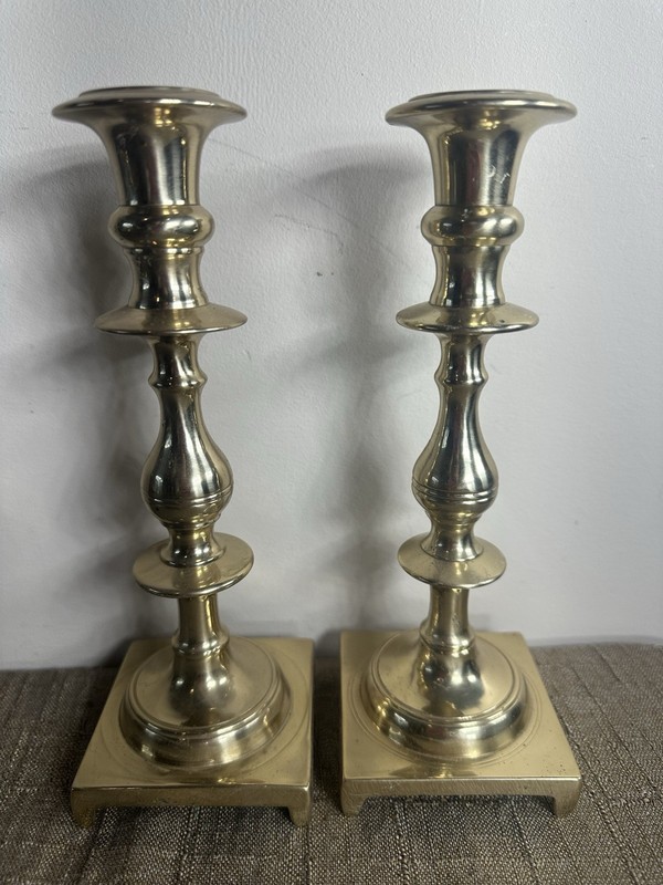 Antique Russian Brass Shabbat (Sabbath) Candlesticks  Judaica Heavy 4lbs 6oz 9"
