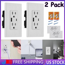 15A Electrical Outlet Panel Wall Socket AC Power Receptacle w/ Type C  A Ports