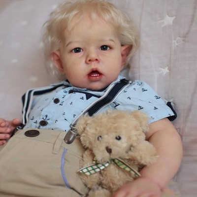 28'' Finished Reborn Baby Doll Toddler Boy Short Hair Cloth Body Handmade Gift