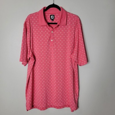 Footjoy XL Rainy Clouds & Sun Dark Pink Short Sleeve Golf Polo Shirt