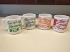 VINTAGE LOT OF (4) TEX RITTER MILK GLASS MUGS CUPS BY HAZEL ATLES 1950'S