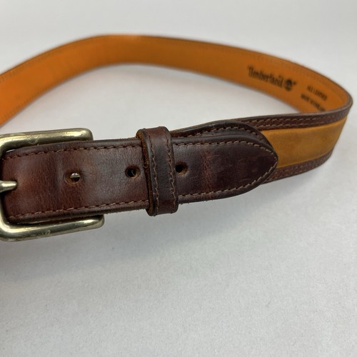 Timberland Brown Made England Country Vintage Belt Size 75/30 33" Long Length - Picture 3 of 13