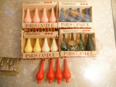 (20) Pariserlys Paris Vintage Tear Drop Tulip Candles! Blue Pink Red Green White