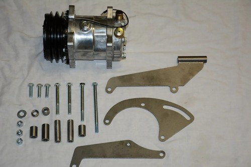 Small Block Chevy 508 V Belt A/C Air Conditioning Compressor & Bracket SBC LWP - Picture 2 of 11