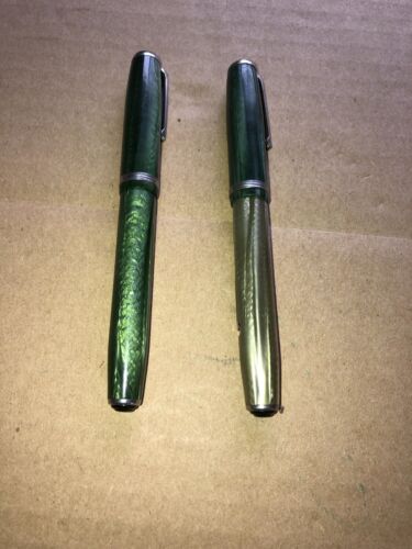 ESTERBROOK 1555 GREGG & 1551 FOUNTAIN PENS GREEN