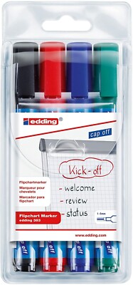 edding 383 Flipchart-Marker - 4er-Set - schwarz, rot, blau, grün