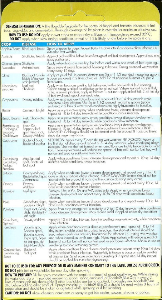Kocide Blue Xtra Fungicide Multicrop 30g Black Spot Leaf Curl Bacterial