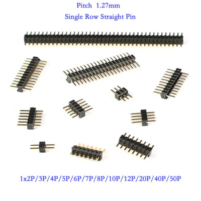 Single Double Row Pin Male Header Stiftleiste Strip 1.27mm 2Pin-50Pin Gerade 