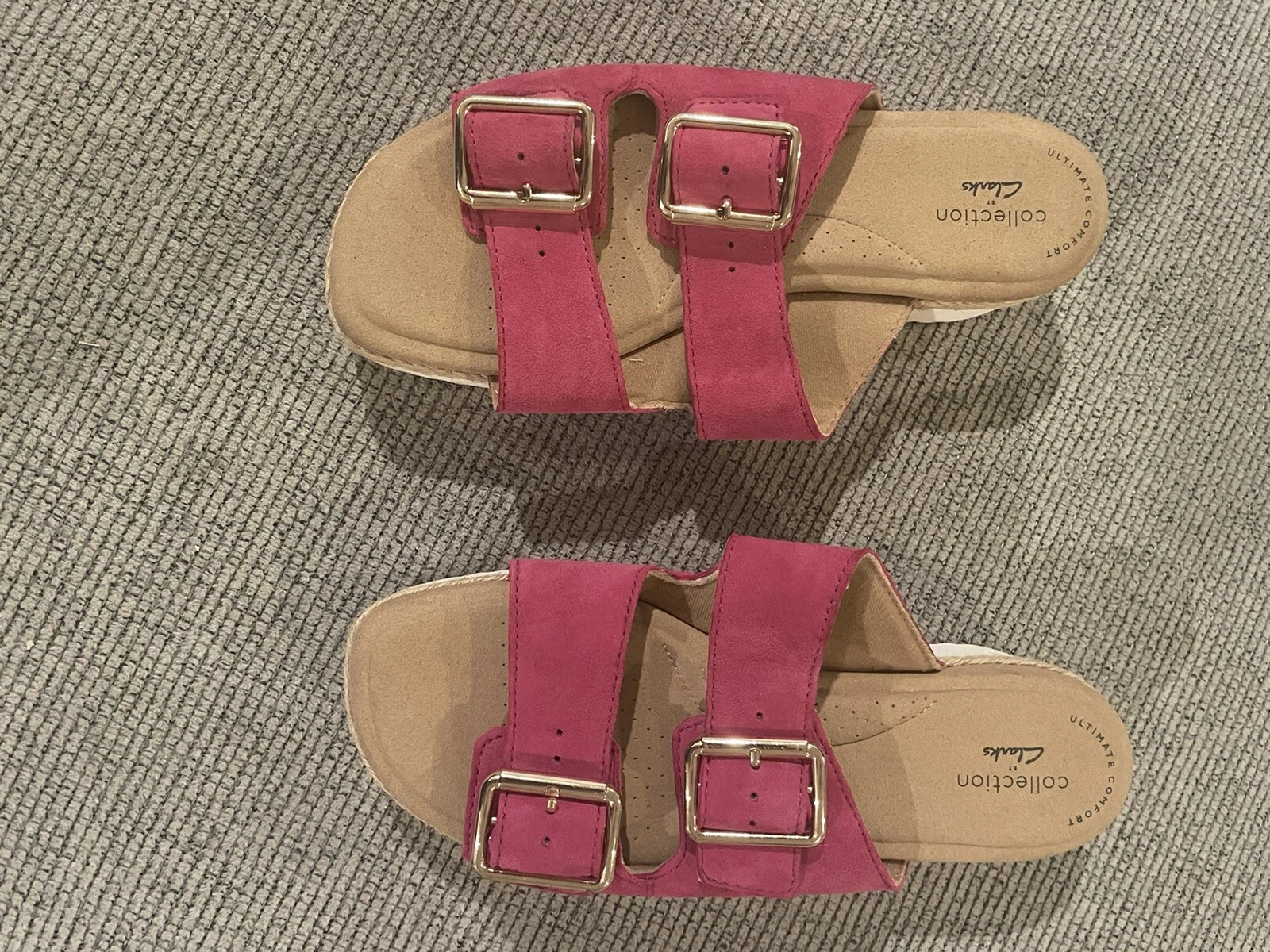 Sandali Clarks donna 7 Lana spiaggia rosa caldo scarpe slip on cinturini fibbia scorrevole