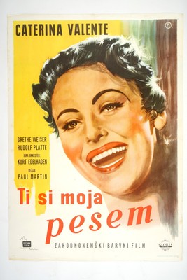 DU BIST MUSIK  MUSIC IN YOUR HEART Orig. exYU movie poster 1956 CATERINA VALENTE