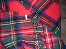  BC Scottish Tartan Wool "Royal Stewart " Plaid Blanket 50" 36 "Fringe Vintage