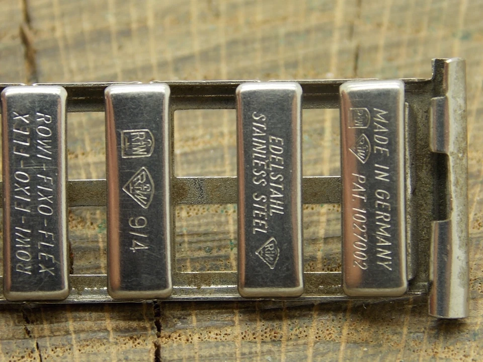 Correa de reloj Rowi hecha en Alemania vintage usada 19 mm expansión acero inoxidable Foto 4 de 4