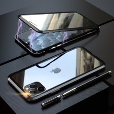 For iphone 14 Pro max 14 Plus Magnetic Metal Case Double Sided Tempered Glass